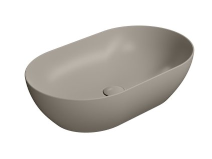 GSI Pura oválné umyvadlo na desku 60 x 37 cm bez otvoru pro baterii bez přepadu keramické tortora mat šedá 883405