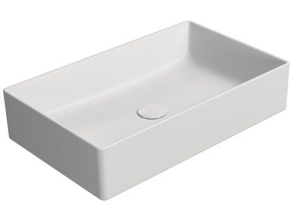 GSI Kube X obdélníkové umyvadlo na desku 60 x 37 cm bez otvoru pro baterii bez přepadu keramické bílá mat 945309