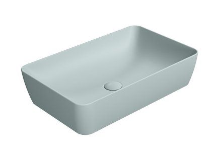 GSI Nubes obdélníkové umyvadlo na desku 60 x 38 cm bez otvoru pro baterii bez přepadu keramické ghiaccio mat modrá 903615