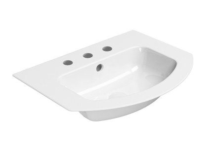 GSI Pura oblé umyvadlo Slim 62 x 48 cm broušená spodní hrana 3 otvory pro baterii s přepadem keramické bílá ExtraGlaze 88279311