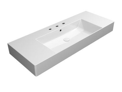 GSI Kube X obdélníkové umyvadlo 120 x 47 cm 3 otvory pro baterii s přepadem odkládací plochy keramické bílá ExtraGlaze 9452311