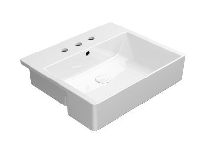 GSI Kube X polozápustné umyvadlo 55 x 47 cm 3 otvory pro baterii s přepadem keramické bílá ExtraGlaze 9434311