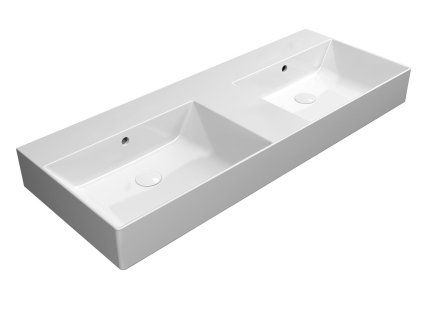 GSI Kube X dvojumyvadlo 120 x 47 cm bez otvoru pro baterii s přepadem keramické bílá ExtraGlaze 9425011