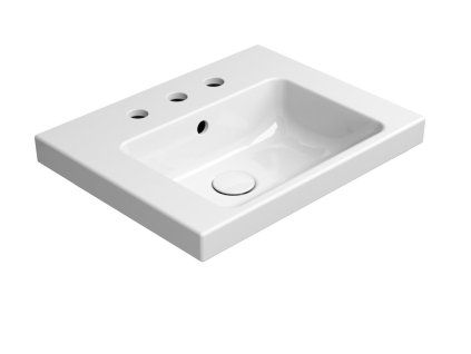 GSI Norm obdélníkové umyvadlo 50 x 40 cm 3 otvory pro baterii s přepadem keramické bílá ExtraGlaze 8638311