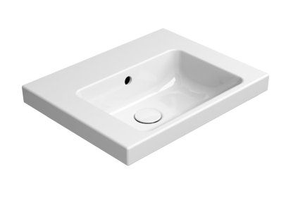 GSI Norm obdélníkové umyvadlo 50 x 40 cm bez otvoru pro baterii s přepadem keramické bílá ExtraGlaze 8638011
