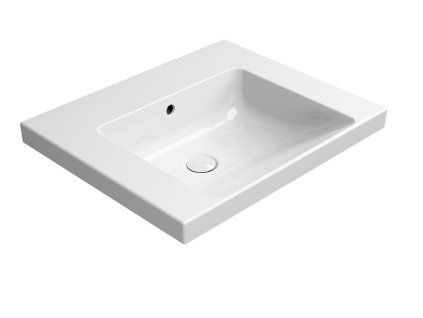 GSI Norm obdélníkové umyvadlo 60 x 50 cm bez otvoru pro baterii s přepadem keramické bílá ExtraGlaze 8635011