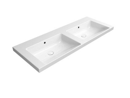GSI Norm obdélníkové dvojumyvadlo 125 x 50 cm bez otvoru pro baterii s přepadem keramické bílá ExtraGlaze 8627011