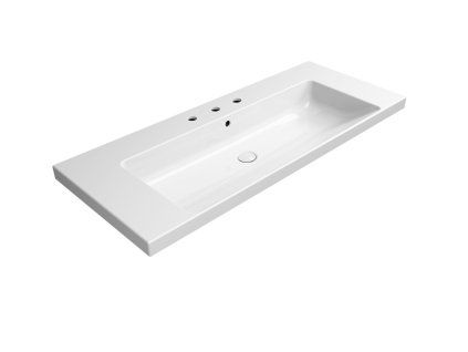 GSI Norm obdélníkové umyvadlo 120 x 50 cm 3 otvory pro baterii s přepadem keramické bílá ExtraGlaze 8626311