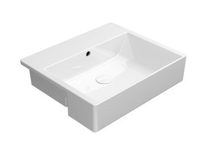 GSI Kube X obdélníkové umyvadlo polozápustné 55 x 47 cm bez otvoru pro baterii s přepadem keramické bílá ExtraGlaze 9434011