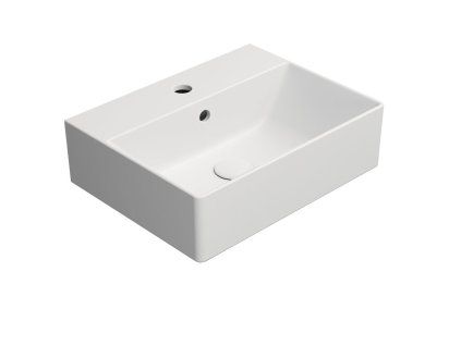 GSI Kube X obdélníkové umyvadlo na desku 45 x 35 cm s otvorem pro baterii s přepadem keramické bílá mat 9485109