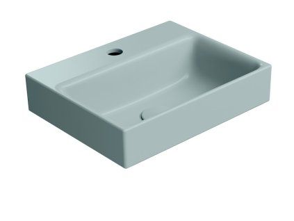GSI Nubes umyvadlo 40 x 32 cm broušená spodní hrana s otvorem pro baterii bez přepadu keramické ghiaccio mat modrá 96849115