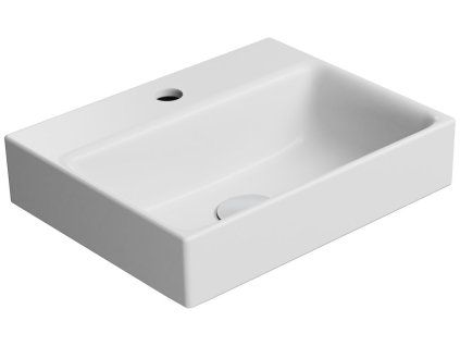 GSI Nubes umyvadlo 40 x 32 cm broušená spodní hrana s otvorem pro baterii bez přepadu keramické bílá mat 96849109
