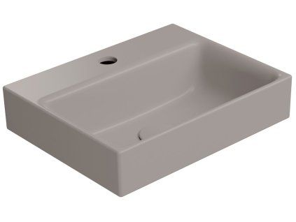 GSI Nubes umyvadlo 40 x 32 cm broušená spodní hrana s otvorem pro baterii bez přepadu keramické tortora mat šedá 96849105