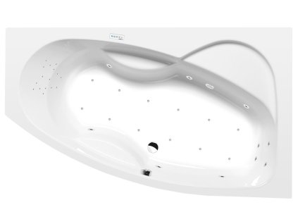 Polysan MAMBA R hydromasážní vana asymetrická 160 x 95 x 44 cm pravá Highline Hydro-Air akrylát chrom bílá 28111.6010