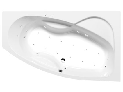 Polysan MAMBA R hydromasážní vana asymetrická 160 x 95 x 44 cm pravá Active Hydro-Air akrylát chrom bílá 28111.2010