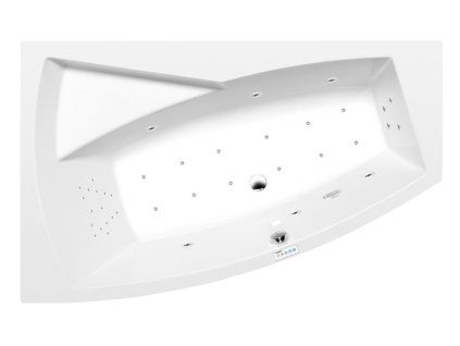 Polysan EVIA L hydromasážní vana asymetrická 170 x 100 x 47 cm levá Highline Hydro-Air akrylát chrom bílá 21611.6010