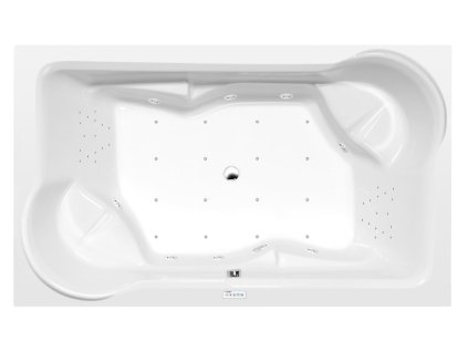 Polysan DUO hydromasážní vana obdélníková 200 x 120 x 45 cm Highline Hydro-Air akrylát chrom bílá 16111.6010