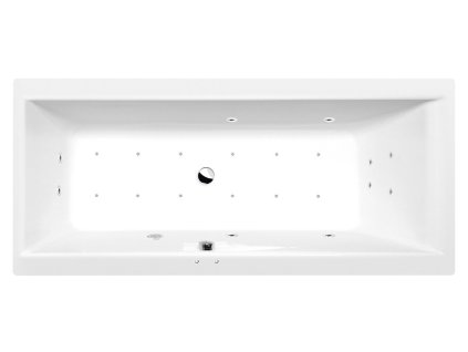 Polysan CLEO hydromasážní vana obdélníková 180 x 90 x 48 cm Active Hydro-Air akrylát chrom bílá 13111.2010