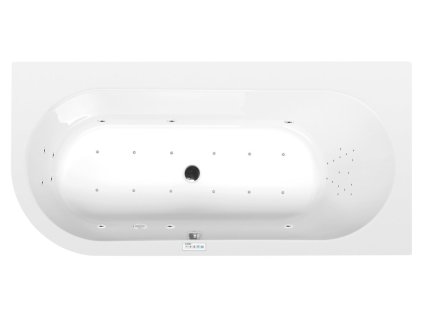 Polysan ASTRA R hydromasážní vana asymetrická 165 x 80 x 48 cm pravá Highline Hydro-Air akrylát chrom bílá 34611.6010