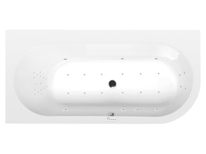 Polysan ASTRA L hydromasážní vana asymetrická 165 x 80 x 48 cm levá Highline Hydro-Air akrylát chrom bílá 33611.6010