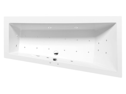 Polysan ANDRA R hydromasážní vana asymetrická 160 x 90 x 45 cm pravá Active Hydro-Air akrylát chrom bílá 81541.2010