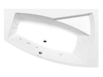 Polysan EVIA R hydromasážní vana asymetrická 170 x 100 x 47 cm pravá Highline Hydro akrylát chrom bílá 22611.5010