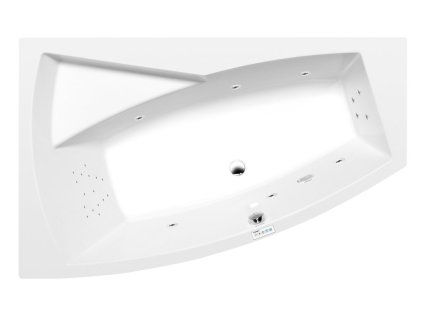 Polysan EVIA L hydromasážní vana asymetrická 160 x 100 x 47 cm levá Highline Hydro akrylát chrom bílá 11611.5010