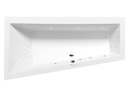 Polysan ANDRA L hydromasážní vana asymetrická 170 x 90 x 45 cm levá Highline Hydro akrylát chrom bílá 81111.5010