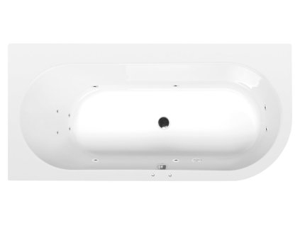 Polysan ASTRA L hydromasážní vana asymetrická 165 x 80 x 48 cm levá Active Hydro akrylát chrom bílá 33611.1010