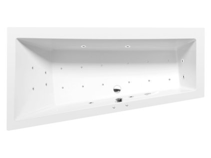 Polysan ANDRA L hydromasážní vana asymetrická 160 x 90 x 45 cm levá Active Hydro-Air akrylát chrom bílá 81521.2010