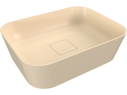 Polysan Banera Square umyvadlo na desku 50 x 36 cm bez otvoru pro baterii bez přepadu litý mramor béžová mat 14596.81