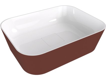 Polysan Banera Square umyvadlo na desku 50 x 36 cm bez otvoru pro baterii bez přepadu litý mramor bílá/hnědá mat 14596.72