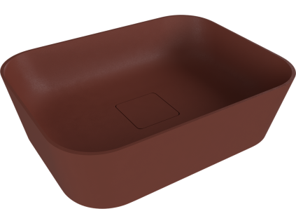Polysan Banera Square umyvadlo na desku 50 x 36 cm bez otvoru pro baterii bez přepadu litý mramor hnědá mat 14596.71