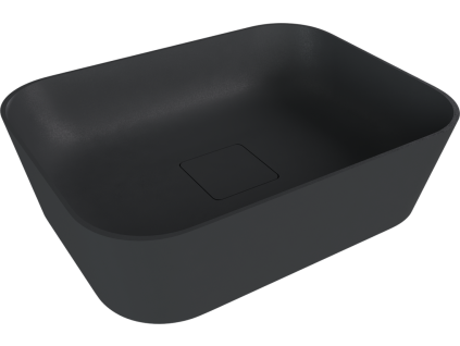 Polysan Banera Square umyvadlo na desku 50 x 36 cm bez otvoru pro baterii bez přepadu litý mramor antracit mat 14596.51