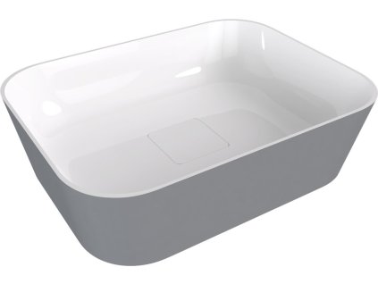 Polysan Banera Square umyvadlo na desku 50 x 36 cm bez otvoru pro baterii bez přepadu litý mramor bílá/šedá mat 14596.32