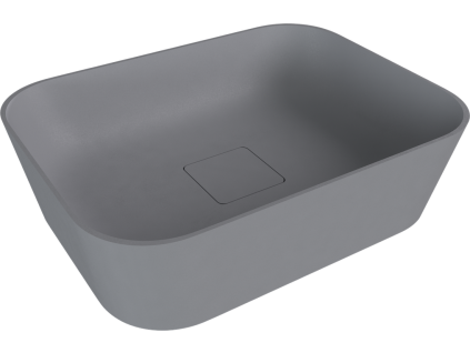 Polysan Banera Square umyvadlo na desku 50 x 36 cm bez otvoru pro baterii bez přepadu litý mramor šedá mat 14596.31