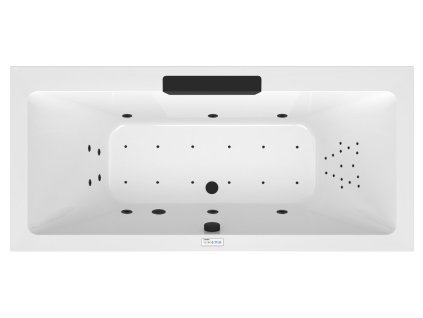 Polysan CASCATA hydromasážní vana obdélníková 185 x 85 x 45 cm kaskáda černá Highline Hydro-Air akrylát černá 73836.102.6030