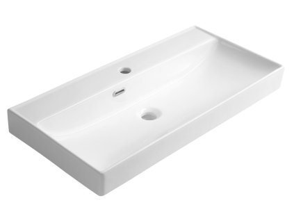 Aqualine Parla obdélníkové umyvadlo 80 x 38 cm s otvorem pro baterii s přepadem keramické bílá 9980