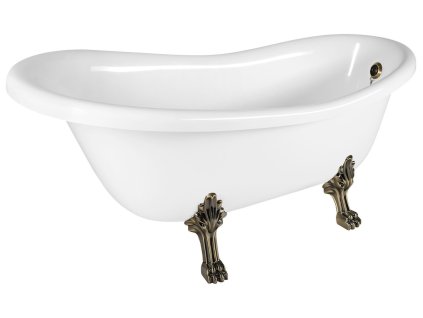 Polysan RETRO vana volně stojící 157 x 76,5 x 73 cm nohy bronz litý mramor bílá 43228