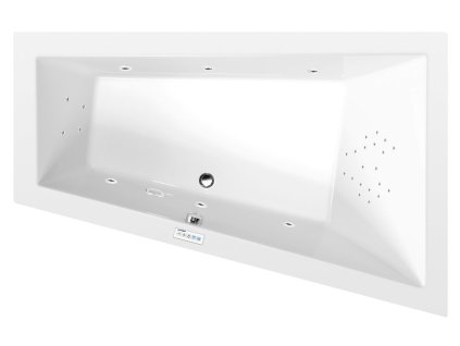 Polysan TRIANGL R hydromasážní vana asymetrická 180 x 120 x 50 cm pravá Highline Hydro akrylát chrom bílá 20611.5010