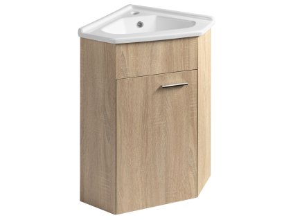 Aqualine Zoja koupelnová skříňka pod umyvadlo rohová 40,5 x 74 x 40,5 cm dvířka dub platin hnědá 50346
