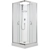 2591 11 sprchovy box smaragd model 1 ctverec s vanickou z liteho mramoru matne chinchila sklo