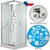 2570 masazni sprchovy box smaragd model 4 ctverec 90 x 90 cm s vanickou z liteho mramoru a masaznimi tryskami cire sklo