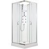 2573 2 masazni sprchovy box smaragd model 4 ctverec s vanickou z liteho mramoru a masaznimi tryskami matne chinchila sklo