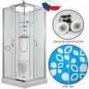 2612 9 sprchovy box smaragd model 7 ctverec 90 x 90 cm s vanickou z liteho mramoru sedatkem a sprchovou termostatickou tyci s horni sprchou cire sklo