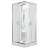 2585 9 parni sprchovy box smaragd model 8 ctverec s vanickou z liteho mramoru sedatkem radiem parnim vyvijecem a stropem s horni sprchou matne chinchila sklo