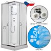 3386 11 sprchovy box smaragd model 1 ctverec 90 x 90 cm se stropem a vanickou z liteho mramoru matne chinchila sklo