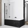 SanSwiss SOLINO 90 cm Black vanová zástěna - černý/sklo bílé linky SOLB2G0900688
