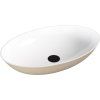 Polysan Banera Oval umyvadlo na desku 60 x 40 cm bez otvoru pro baterii bez přepadu litý mramor bílá béžová mat 14397.82