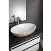 Polysan Banera Oval umyvadlo na desku 60 x 40 cm bez otvoru pro baterii bez přepadu litý mramor bílá béžová mat 14397.82